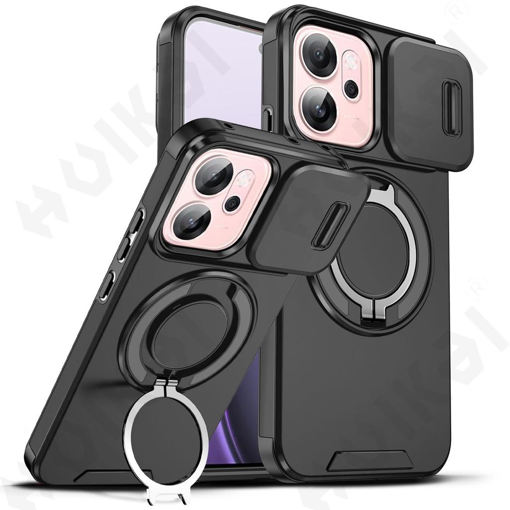 Multi-Function Phone Case with Sliding Camera Cover & Ring Holder for Xiaomi POCO X7 Pro 5G X6 M6 4G F8 Ultra Xiaomi Poco F7 C75 C71