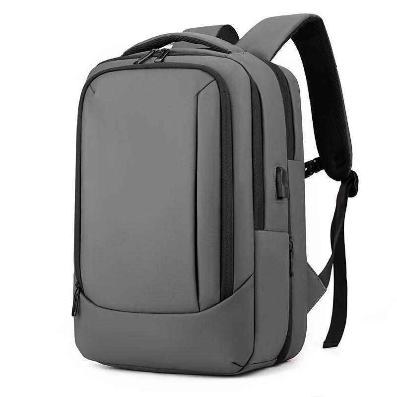 Men's simple backpack,laptop compartment,USB charging port, retractable design, large capacity, lightweight, commuter travel bag