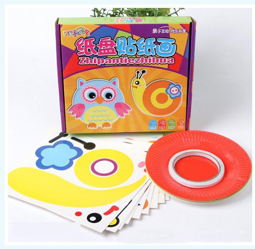 10pcs/box Children Paper Plate with Cartoon Diy Material for Educational Toys/kids Handmade Rainbow Paper Art Craft Toys