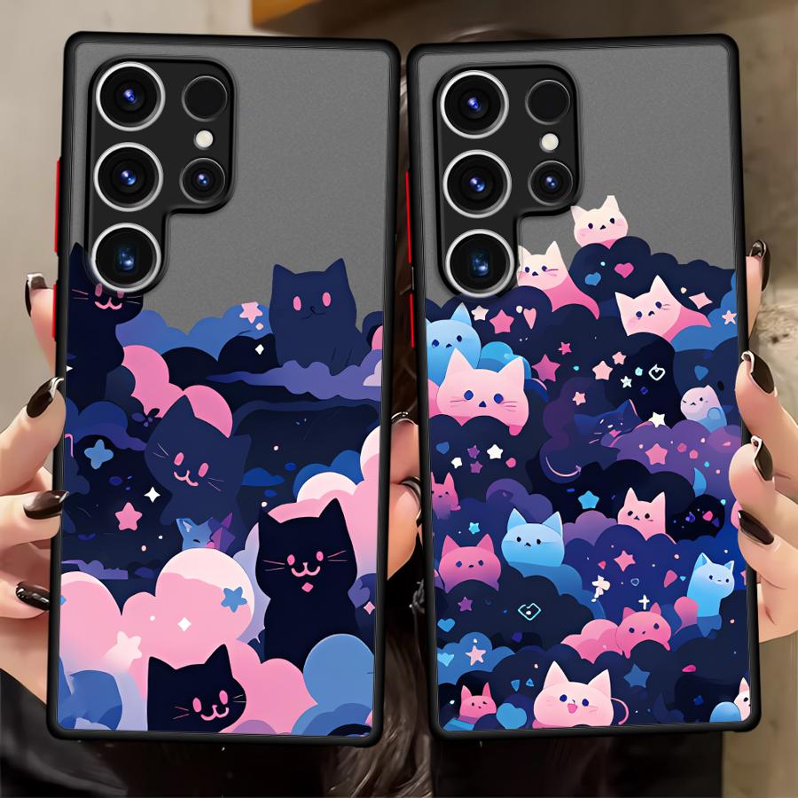 Case for Samsung Galaxy S23 FE Note 20 Ultra 10+ S26 S20 FE S25 Ultra S21 S22 S24 Plus Funda Back Phone Cover Black Cat Starry