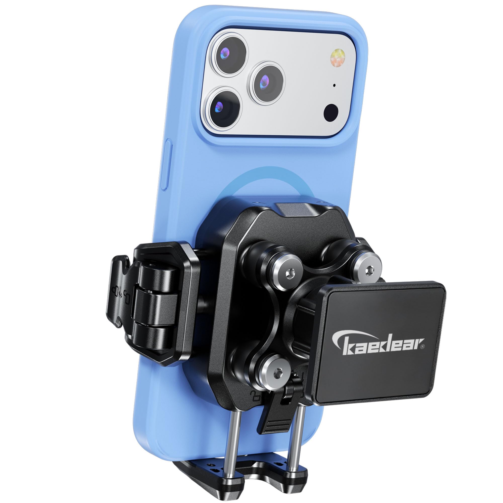 

Kaedear Motorcycle Smartphone Holder, Integrated Air Mount, Vibration Absorbing, Compact, Adjustable Side Button Interference, Anti-Theft, Quick Adjus