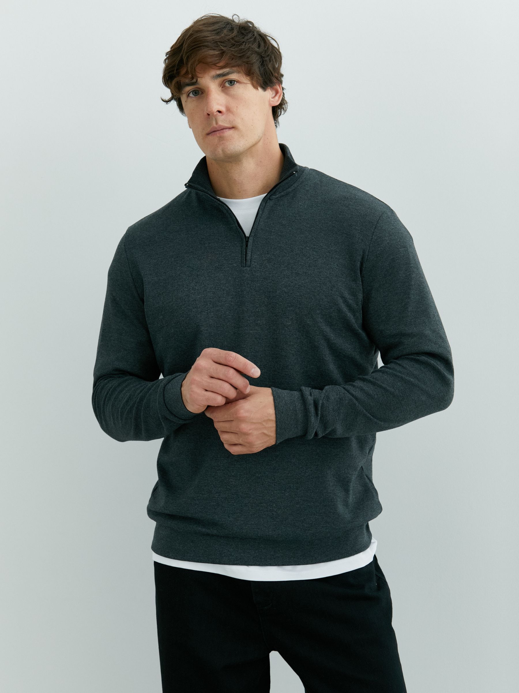 

Мужская футболка базового слоя с длинными рукавами, толстовка с воротником-стойкой на молнии XL темно-зеленого