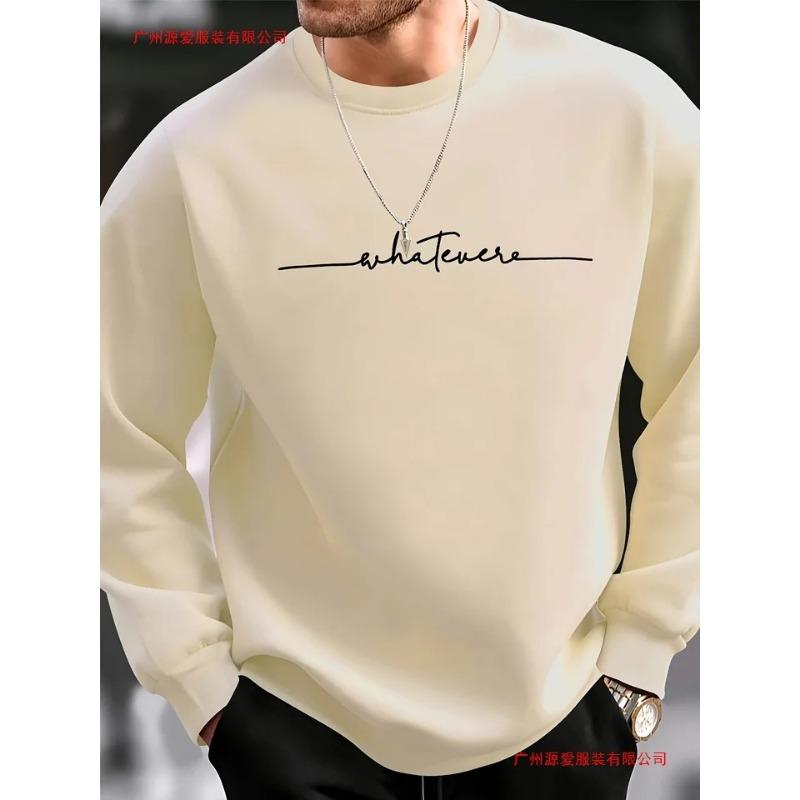 Autumn Men s Crew Neck Sweatshirt Handwritten Fashion Graphic Print Casual Pullover S