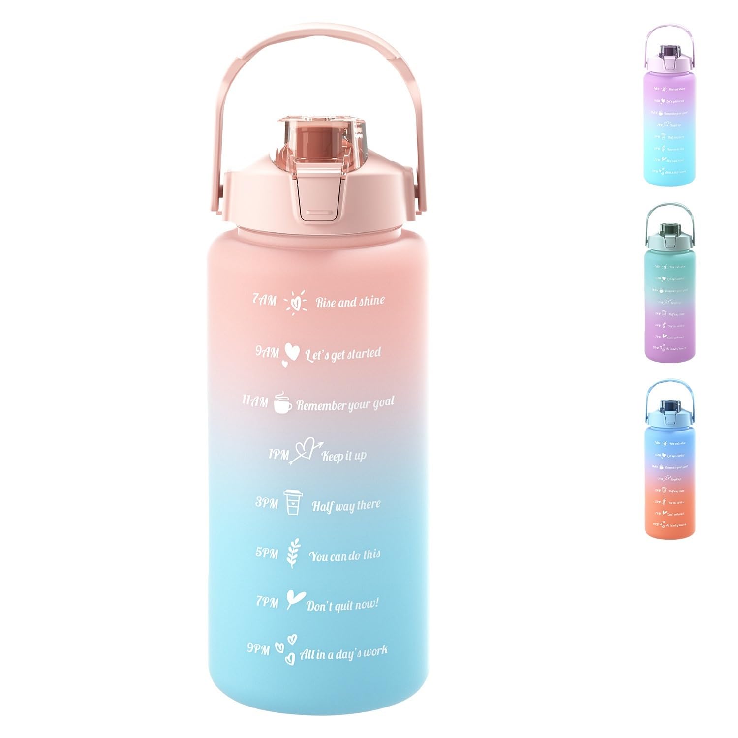

Large Capacity 2L Water Bottle with Time Marker, Ultra-Lightweight, Cold and Heat Resistant, Portable, Leak-Proof, Perfect for Office, Lunch,