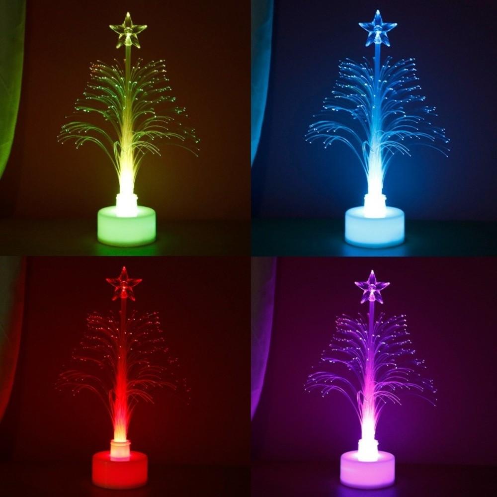 Mini Size Fiber Optic Lamp Nightlight Function Xmas Tree Ornament Nightlight Lamp Holiday Decor