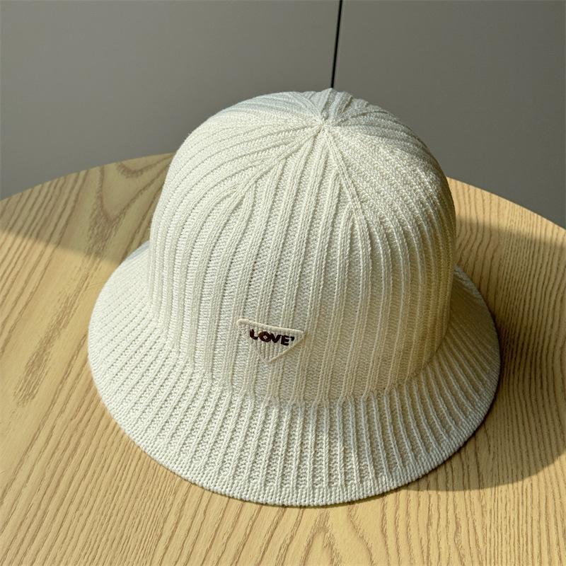 Knitted Bucket Hat Women's Spring Summer Solid Color Bucket Hat Sun Hat