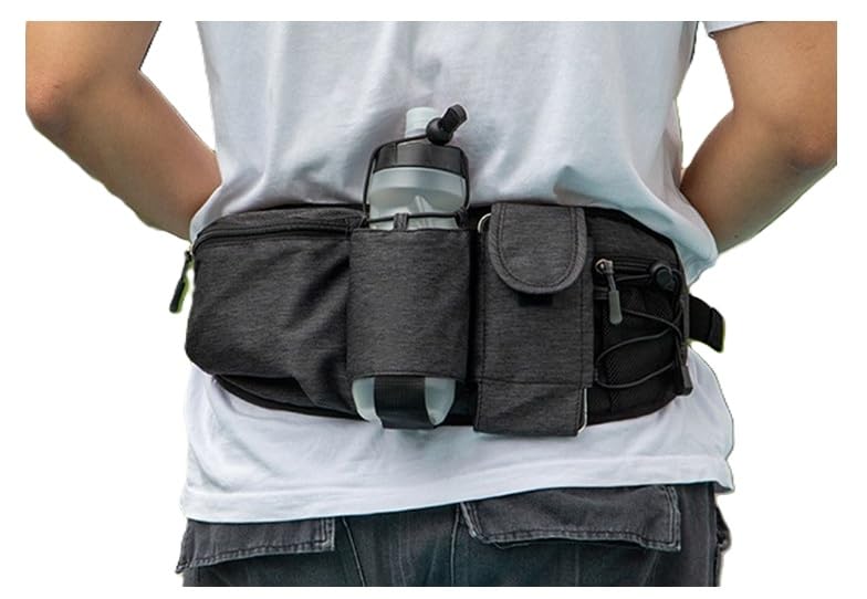 KAHNIs Multifunctional Waist Bag with Pockets for Water Lightweight and Breathable for and Strolling Bottles, Unisex, Running, Walking, Jogging,