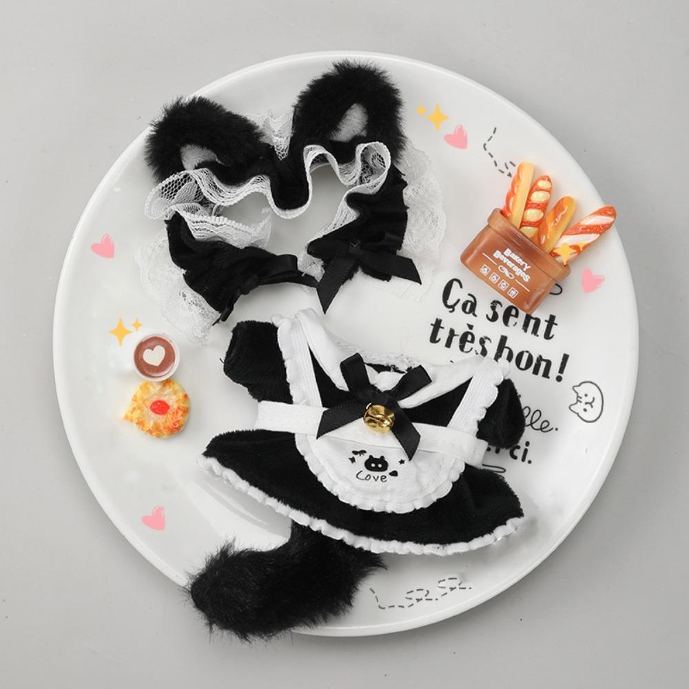 Cat Tail Cotton Doll's Clothes Maid Dress Plush Doll Clothes  Doll Accessories