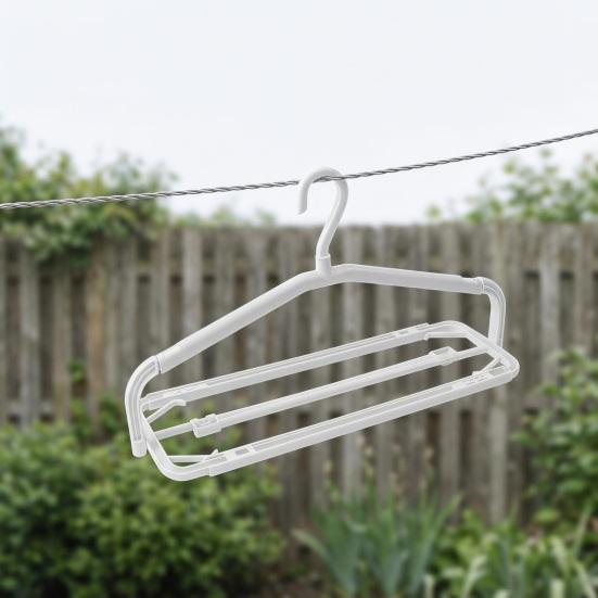 Telescopic Clothes Hanger Folding Durable Plastic Coat Hanger Non-Slip Widened Shoulder Support Clothes Stand Space-Saving Multi-Functional Drying