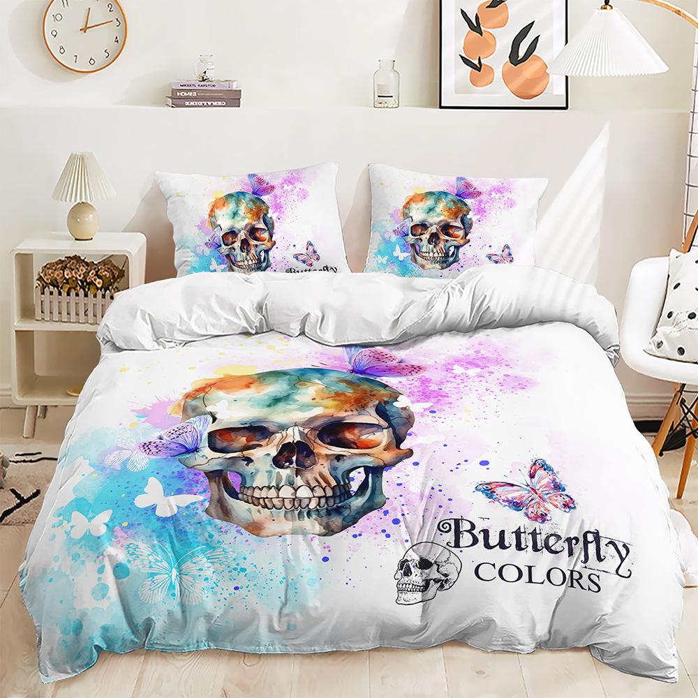 Three-Piece Quilt Cover Skull Two-Piece Bedding Set
