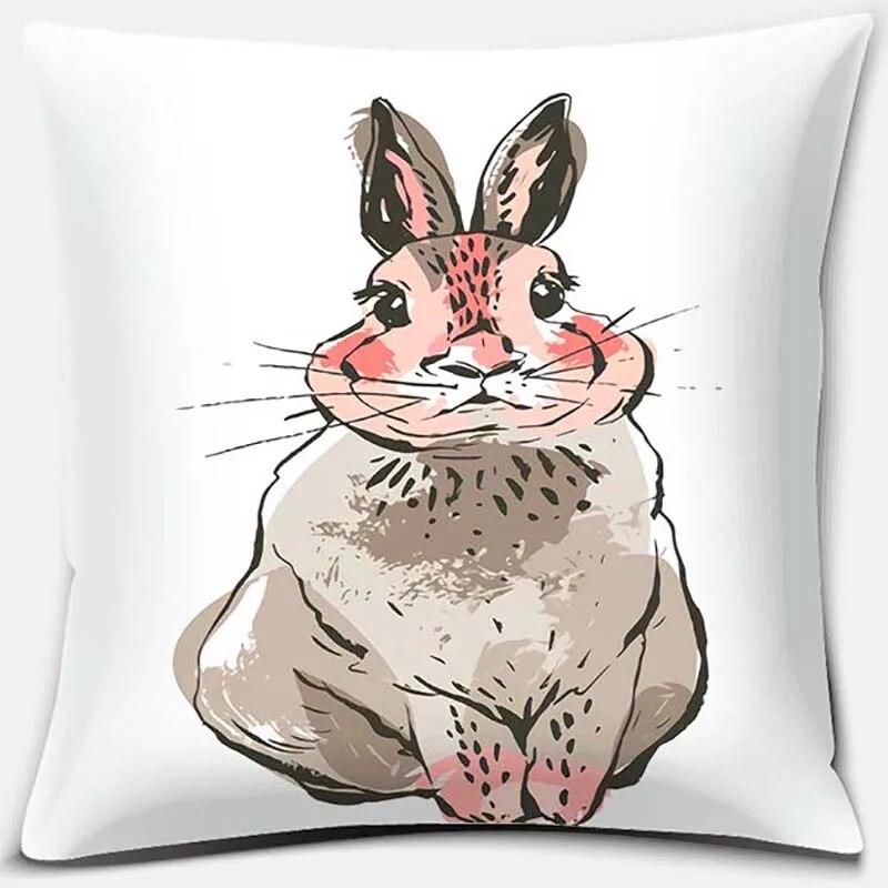 Cute Rabbit Series Pattern Pillowcase Square  Home Office Decoration