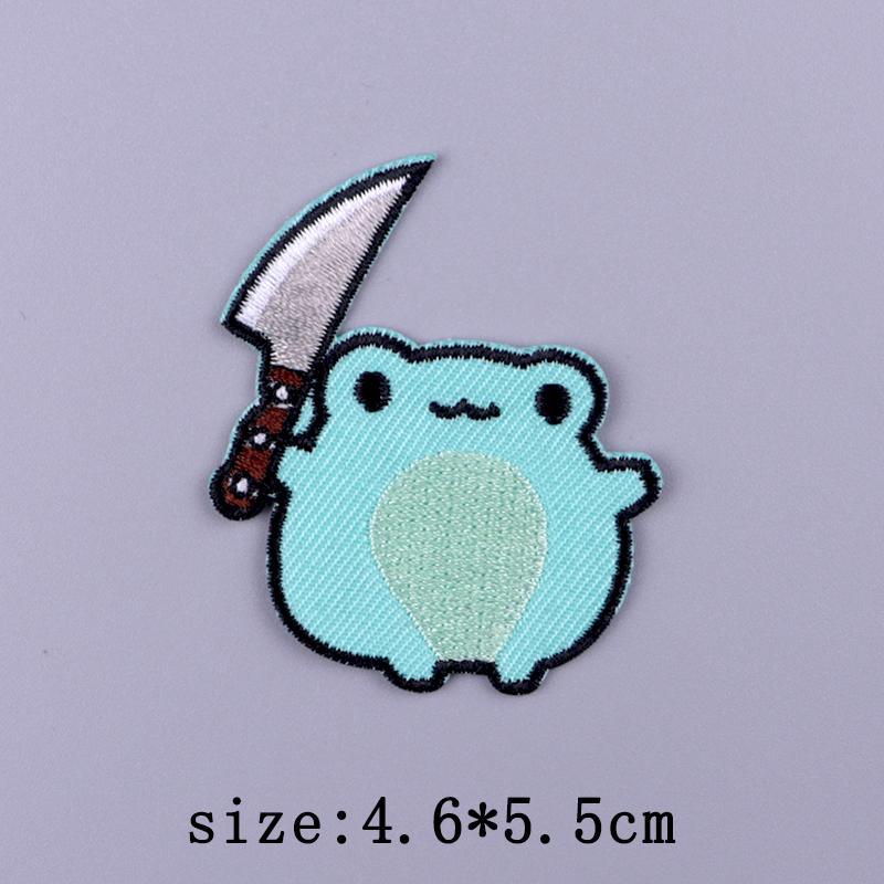 Animal Holding a Knife Patch Iron On Patches On Clothes Stripe Badge Embroidery Patches For Clothing Cartoon Patch For Clothes