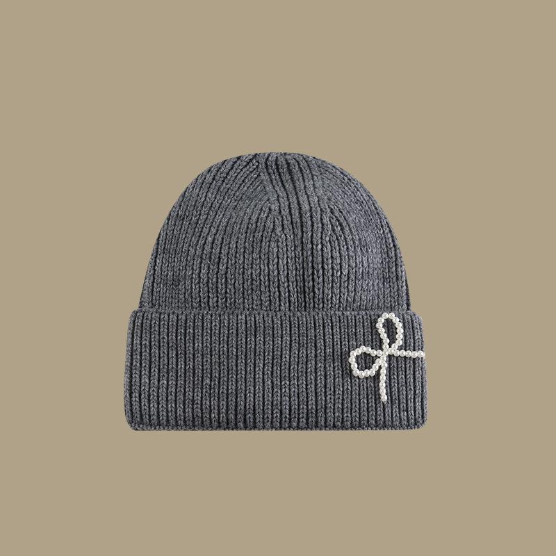 Bow Tie Knitting Cap Hat Woolen Yarn Cuff Knit Beanie Casual Fleece Warm Knitted Hat