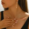 3pcs Set Simple Creative Black Rope Temperament Versatile Fashion Earrings and Necklace Set