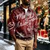 Men's Casual Christmas Print Collared Sweatshirt for Holiday