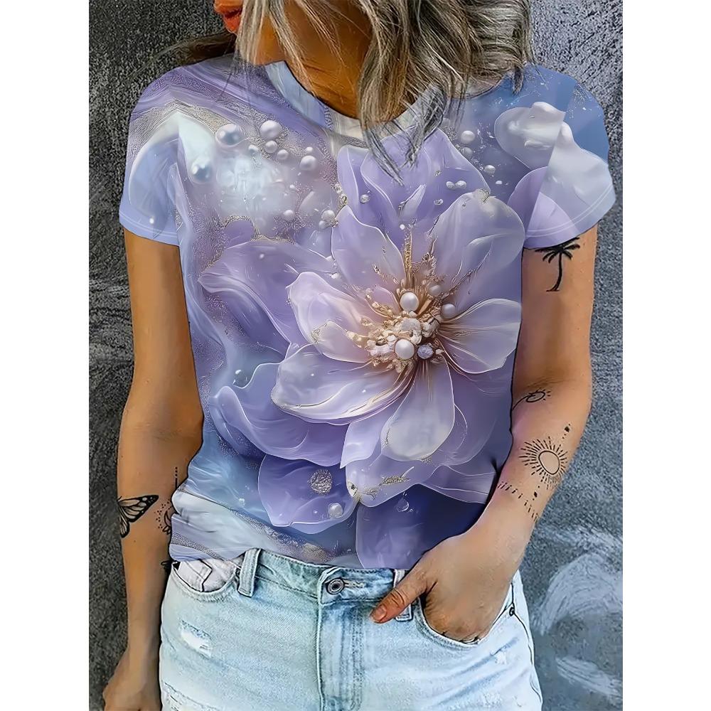 Summer Women's T-Shirts Fashionable Casual Large Size Colorful Creativity Animal 3D Printed O-Neck Breathable Short Sleeves T-Shirt