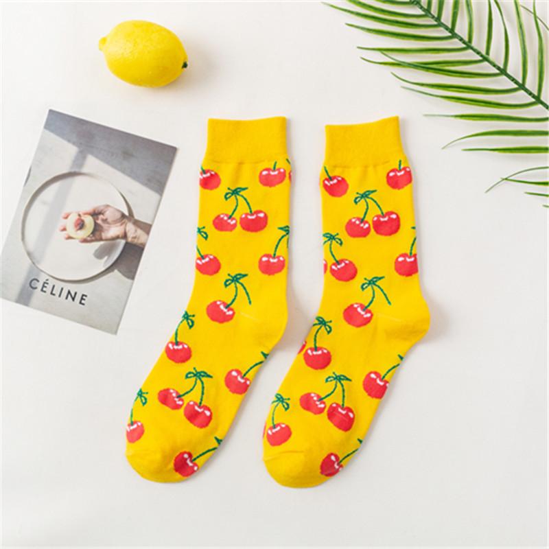 Women's Cute Japanese Fruit Cotton Socks - Mid Tube, Trendy All-Match Korean Style