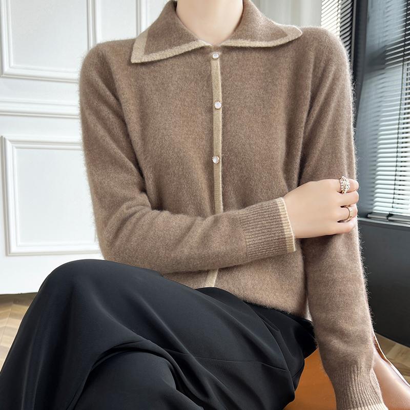 Women's Cashmere Cardigan Qinghe Cashmere 30% Cashmere 70% Wool Autumn and Winter Cashmere Cardigan Soft and Warm