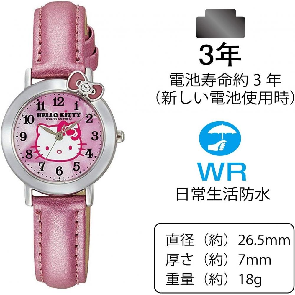 No Q Q [citizen Q Q] Watch Analog Hello Kitty Waterproof Leather Strap Vw23 130 Women S Pink Pink
