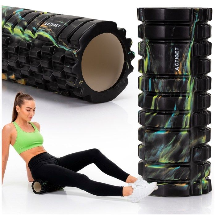 Massage Roller - SPRINGOS - ACTIGET - Medium Hardness - Black - Ridges