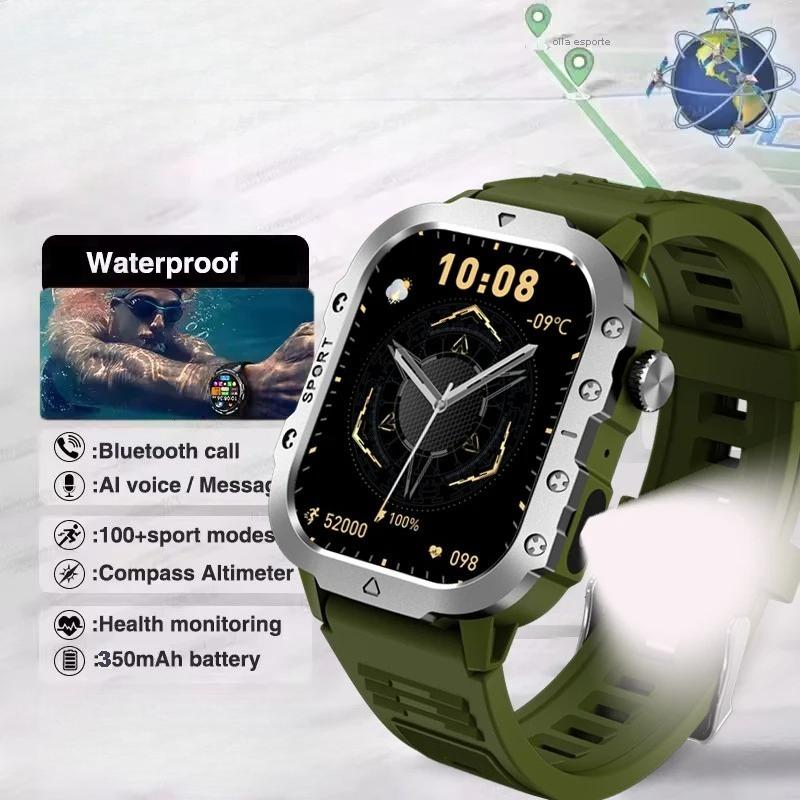 GPS Sport Smart Watch Waterproof Call Military Outdoor Flashlight Smartwatch Men Women Business Watches
