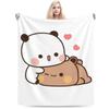 Cartoon Print Bear and Pa Blanket Cute Bubu Dudu Series Kids Warm Flannel Soft Comfortable Home Bed Blanket