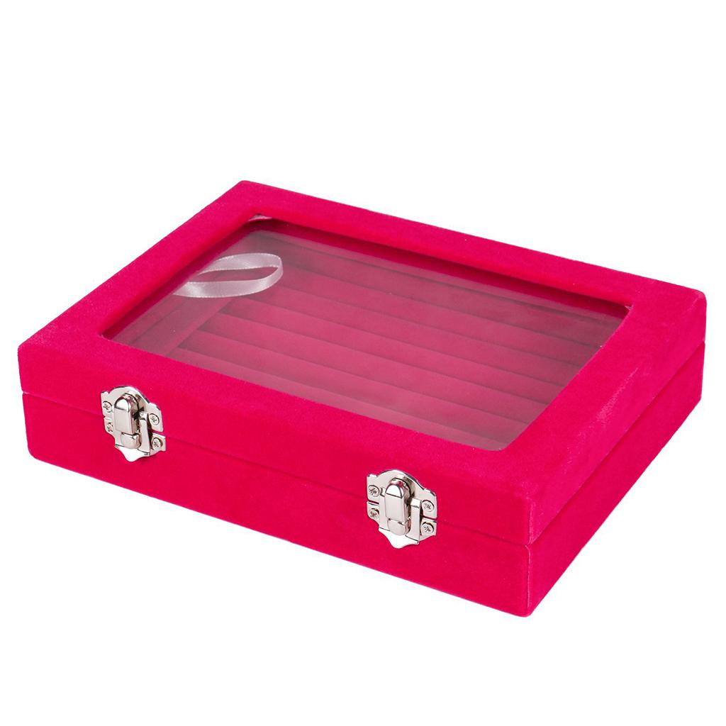 Velvet Jewelry Tray Organizer Box Holder with Clear Lid for Drawer Stud Earring