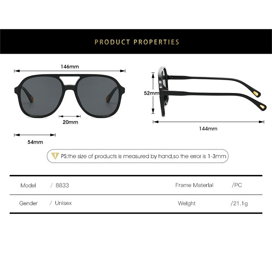 Vintage Double Bridges Round Sunglasses Women Fashion Clear Ocean Lens Eyewear Women Trending Rivets Sun Glasses UV400