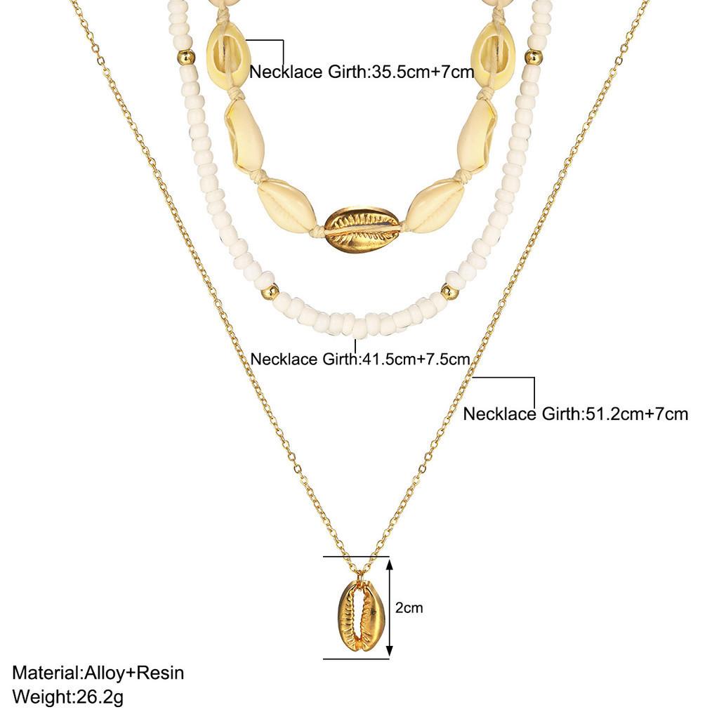 iF ME 3pcs/set Bohemian Shell Necklace for Women Vintage Pendant Beads Necklaces Chain Accessories Jewelry