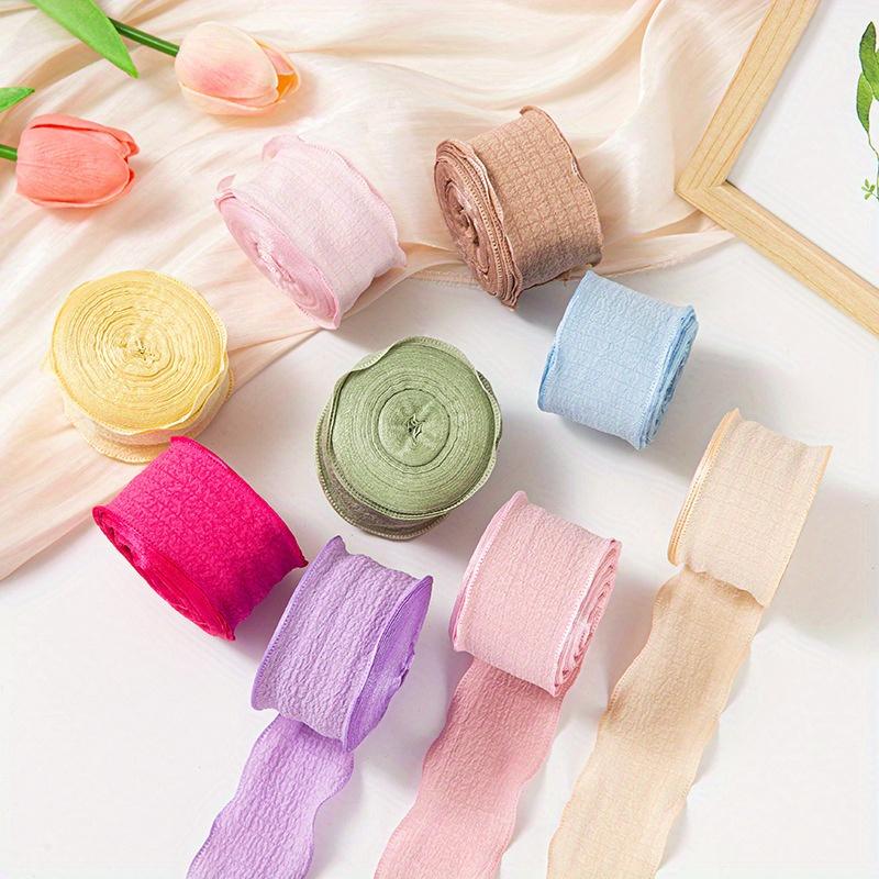 1Pc Lace Pleated Ribbon DIY Cake Bouquet Flowers Fishtail Yarn Packaging Linen Wavy Lace Ribbon