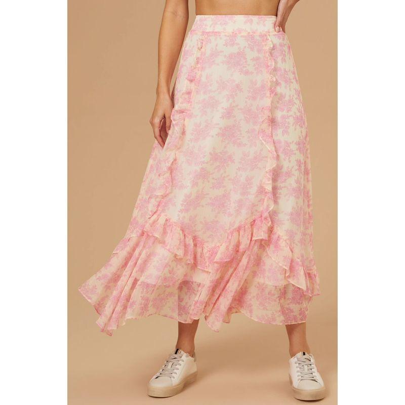 

Заказ внешней торговли как Домашний Изысканный Принт Волан Неровный Шифон Отпуск Островная Мода Высокая Талия Юбка с Большим Подолом Pink Flower M