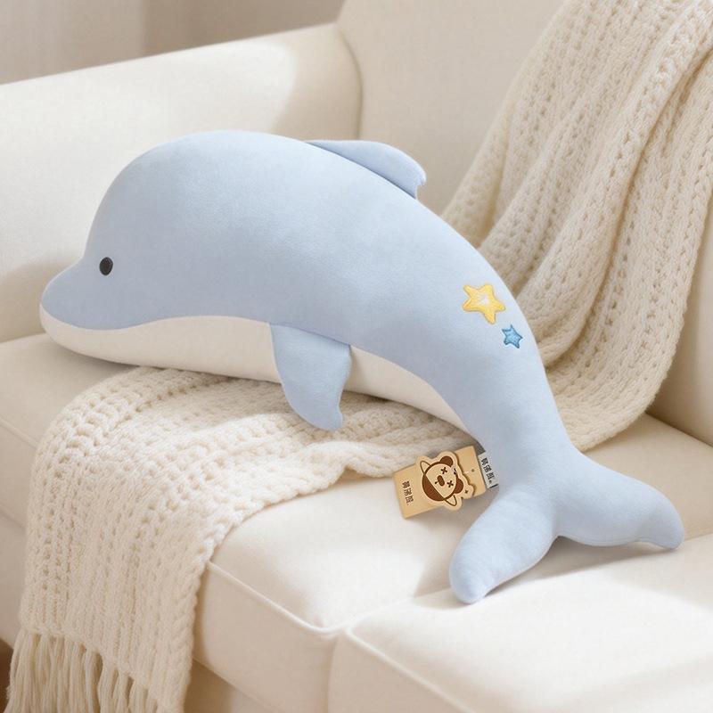 Cute Dolphin Plush Pillow Long Body Pillow for Sleeping Leg Hug Stuffed Animal Doll Bedroom Decoration Birthday Gift 60cm
