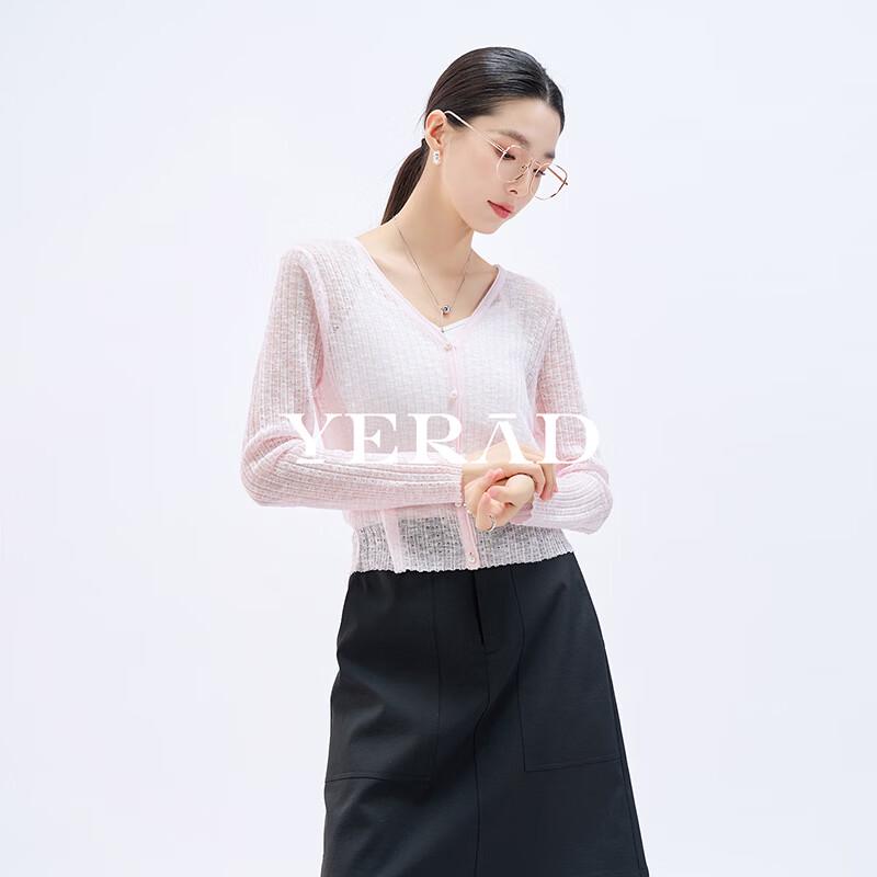 YERAD Women s V-Neck Lightweight Openwork Knit Cardigan XL