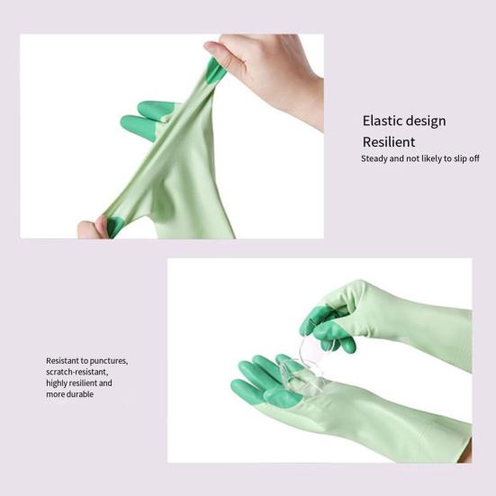 1 Pair Housework Gloves Long-Sleeved Latex Waterproof Cleaning Gloves Tear-Resistant Dishwashing Laundry Dish Gloves