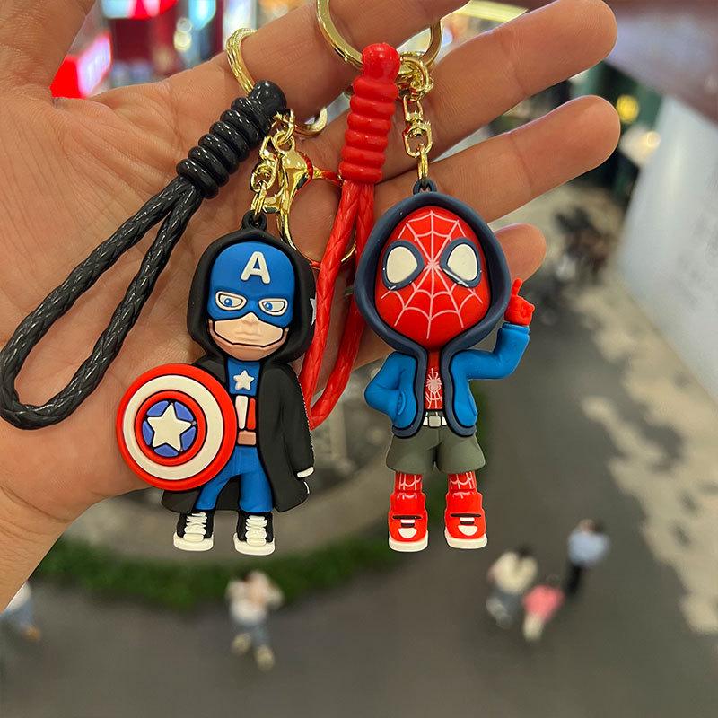 Avengers Cartoon Keychain: Captain America & Iron Man Figurine Pendant