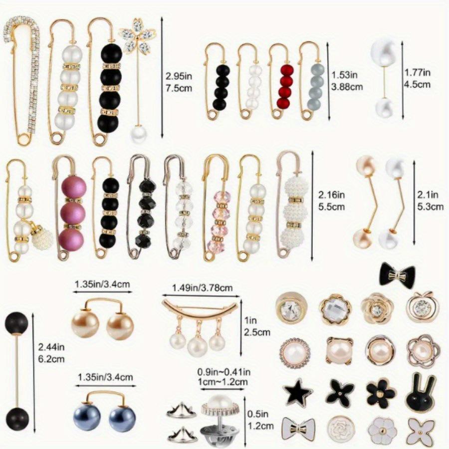 Adjustable Pearl Brooch Set for Waist Tightening and Clothes Fixing