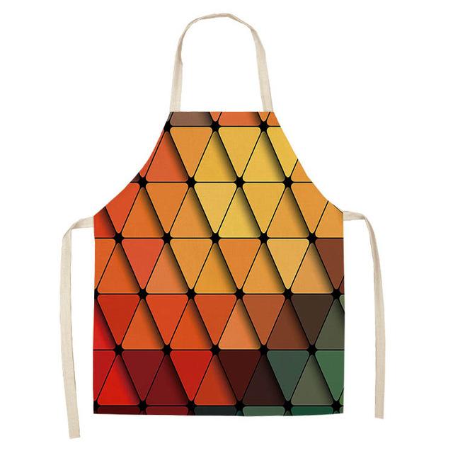 1Pcs Kitchen Apron Rainbow Colorful Geometric Printed Sleeveless Cotton Linen Aprons for Men Women Home Cleaning Tools 55*68cm