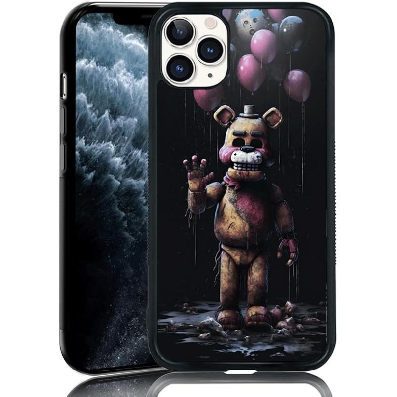 Black Cute FNAF Phone Case Fit for iPhone XR, TPU Shockproof Protective iPhone Case Horror Five Nights Video Game Phone Cover Gift for Boy Girl Men