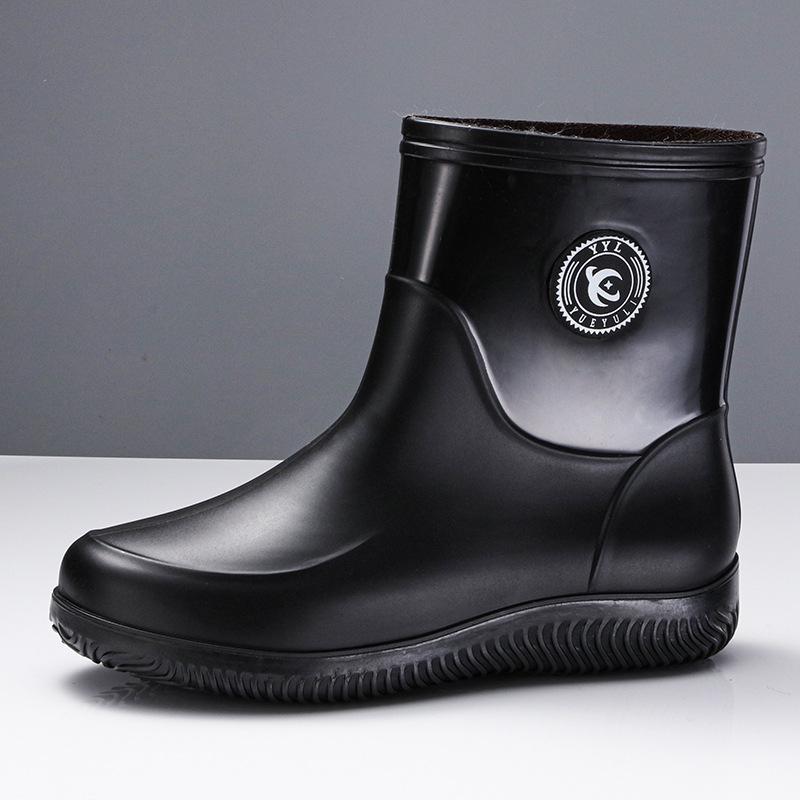 Men's New Comfortable Rain Boots Medium and Short Tube Casual Walking Waterproof Work Wear-resistant Water Shoes Winter