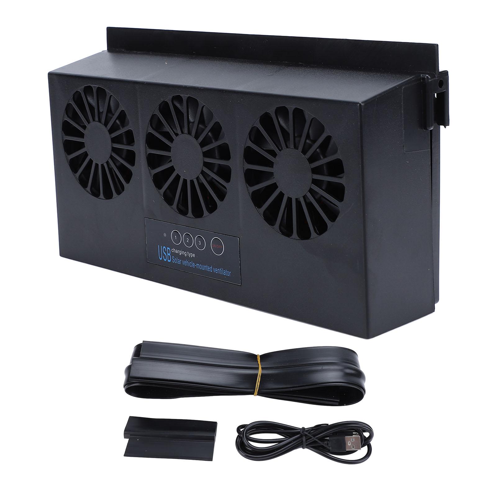 

Вентилятор вытяжной для автомобиля на солнечных батареях с 3 головками для удаления запаха, многофункциональный очиститель воздуха, охлаждающий вентилятор для чёрный