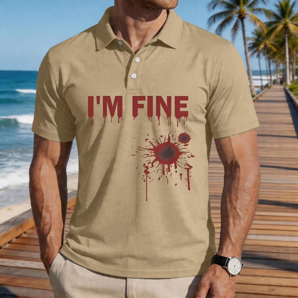 Men's Casual Short Sleeve Polo Shirt Loose Fit Halloween Graphic Print Lightweight Comfortable Top for Everyday Wear