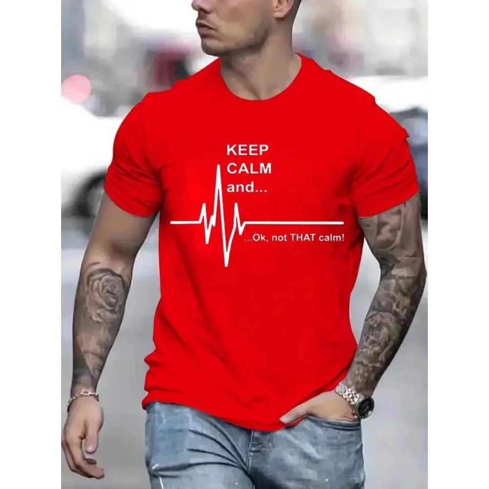 Keep Calm and Ok Not That Calm On Male T-Shirt Street Loose Tee Clothes Summer Hip Hop Tshirt Casual Crewneck Oversized Tee Tops
