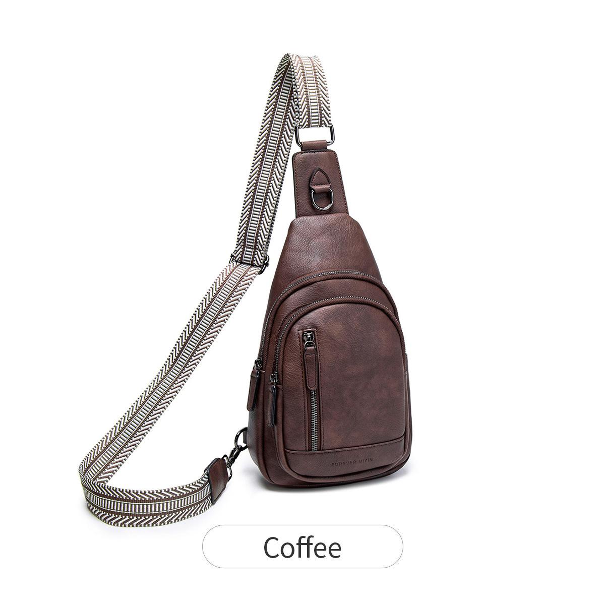 

Новая женская нагрудная сумка контрастного цвета с широким плечевым ремнем, рюкзак, одноплечевая маленькая сумка, ретро, большая вместимость, диагональная поясная сумка кофейный