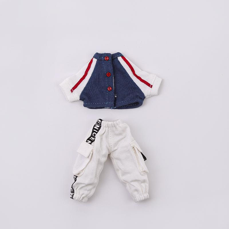 OB11 Baby Clothes Baseball Uniform Letter Overalls Suit Coat Fashion Pants For Obitsu11 Molly YMY Body 1/12 BJD Doll