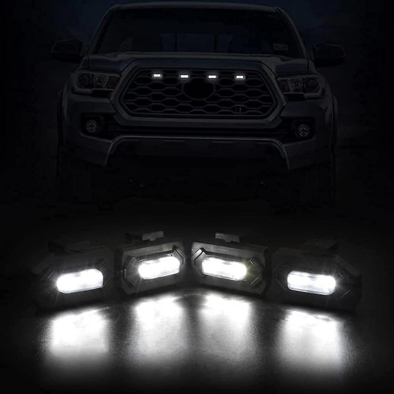4PCS Car LED Front Grill Light For Toyota Tacoma Raptor TRD Off Road Sport 2020 2021 External Grill Lamp LED Grille Lights