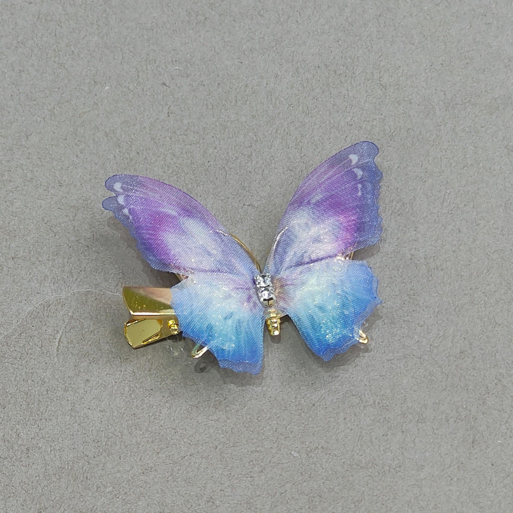 

Градиентная заколка-бабочка для детей - симпатичная заколка-уточка из сетки и сплава, идеально подходит для стилей ханьфу и феи one piece лавандовый