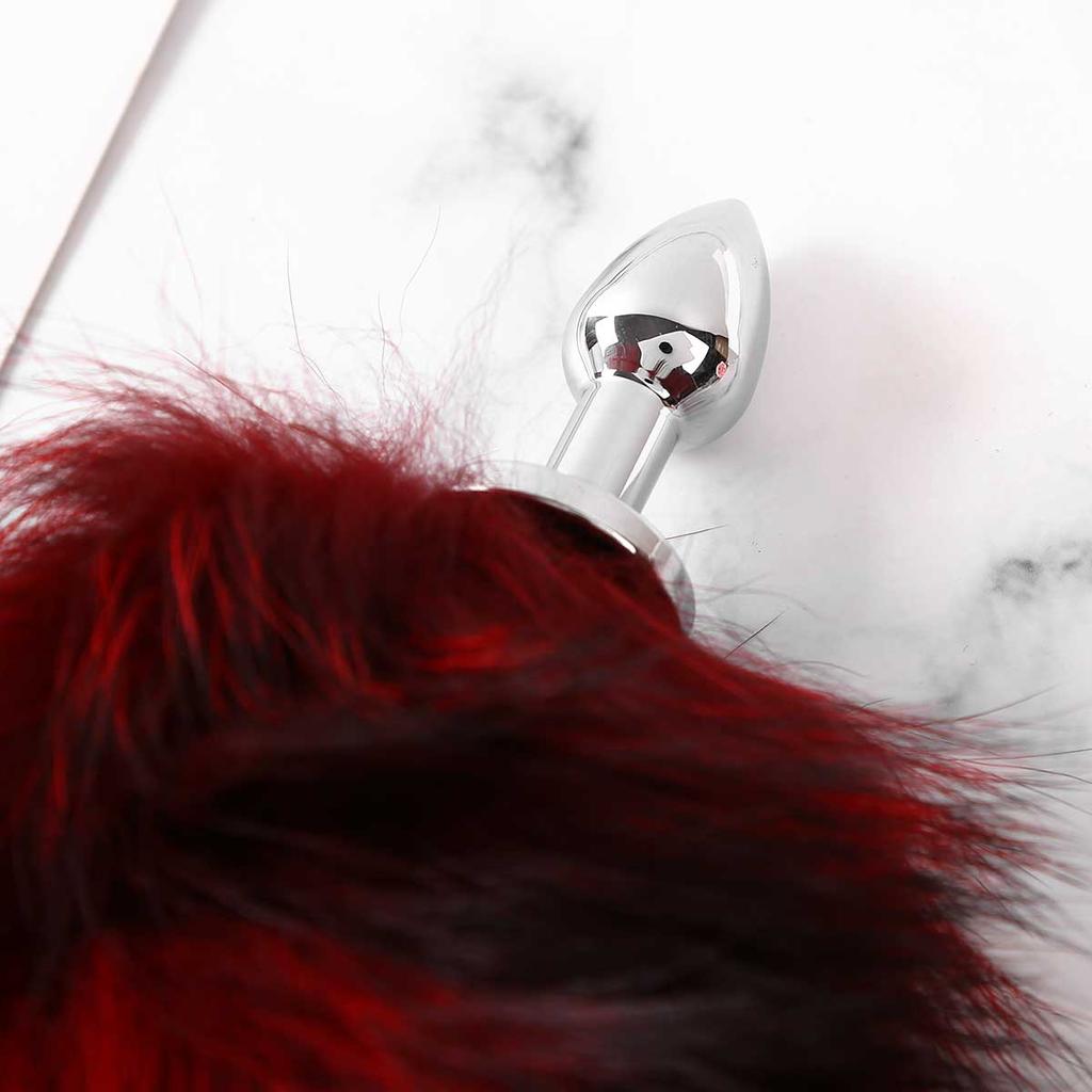Frauen Erotische Cosplay Sex Kostüm Set Schwanz Metall Anal Butt Plug Spielzeug mit Faux Pelz Tier Ohren Stirnband Erwachsene Sex spiel