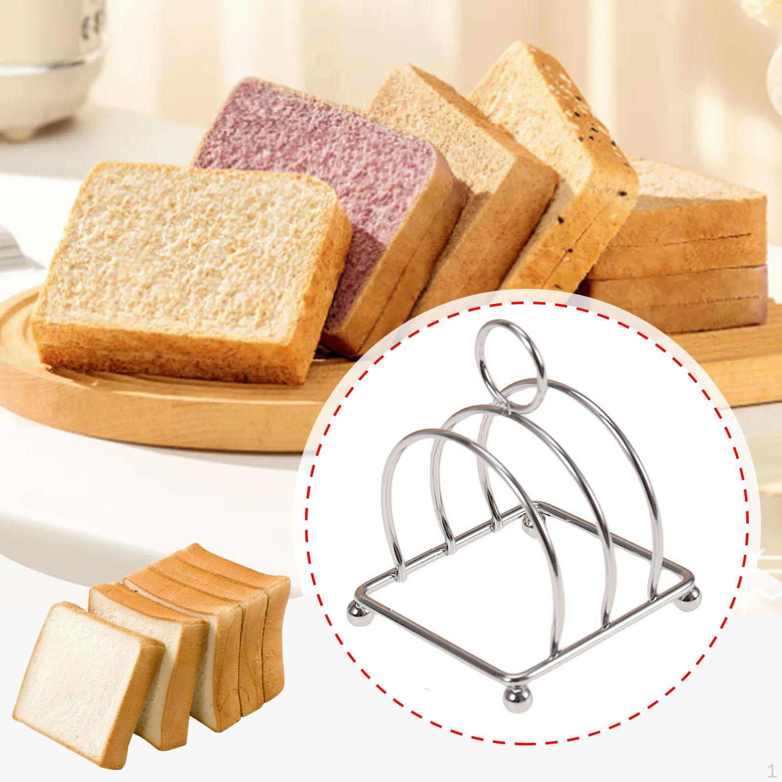 Stainless Steel Toast Rack 3 Slice Slot Organizer Bread Stand Cafe Gathering Table