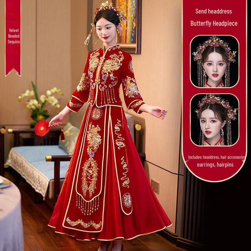 Huachuxi Herbst/Winter 2025 Xiuhe Brautkleid: Kleines Hochzeits- und Toast-Outfit