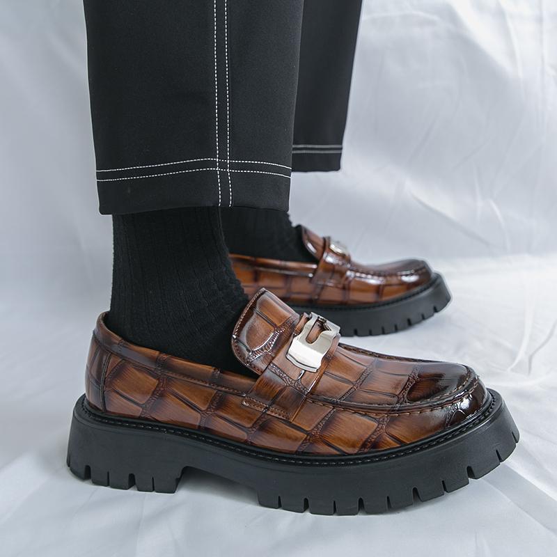 Fashion Loafer Thick Bottom Men's Retro and  Design Styles 38-46 Adult Casual Business Leather Shoes Fashion Black Brown Hot